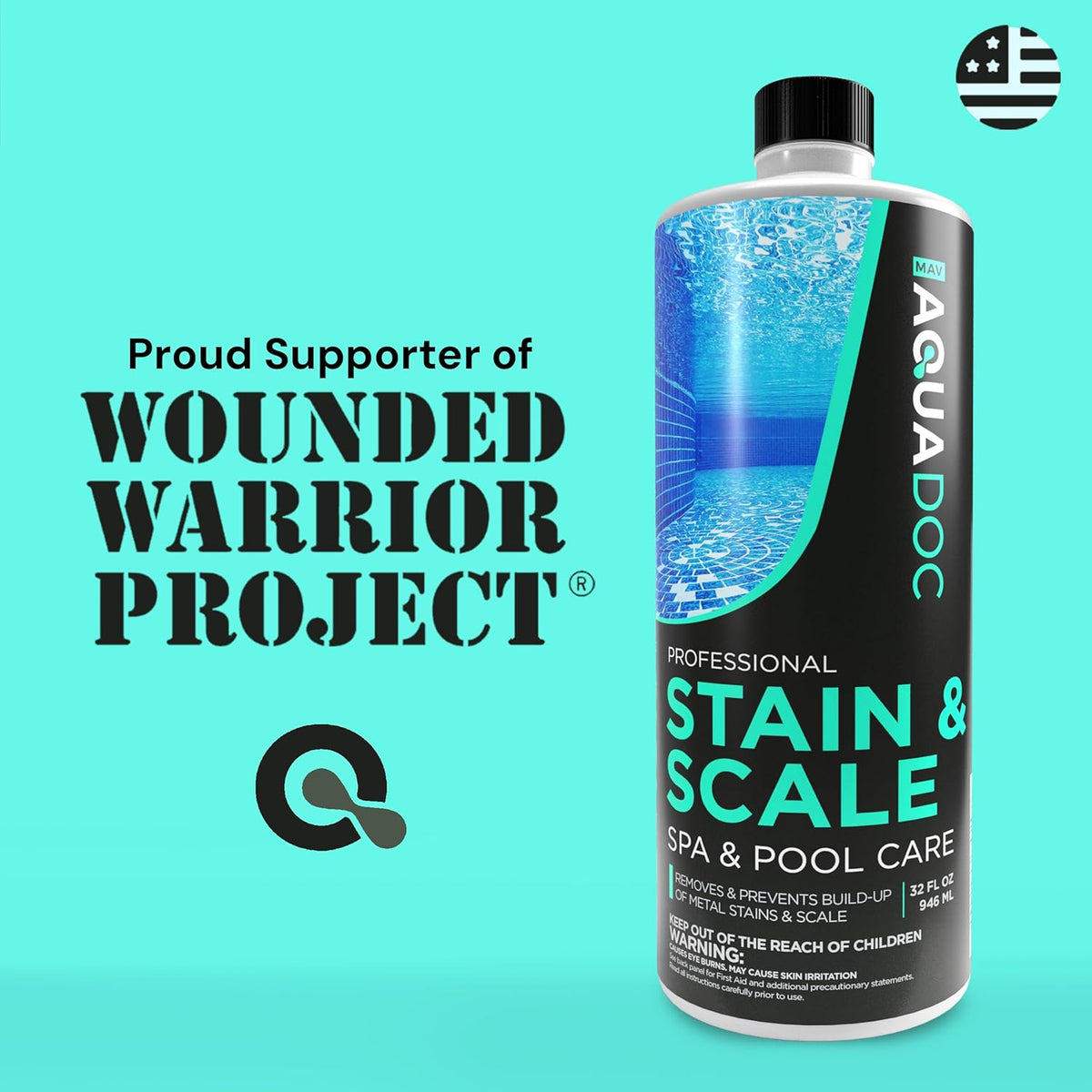 Spa Stain and Scale Control for Hot Tubs, Scale Metal & Stain Control for Hot Tubs, Prevent & Remove Stains in Hot Tubs with Our Hot Tub Water Softener & Spa Descaler Chemical - AquaDoc 32oz