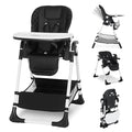 Kinder King Convertible Baby High Chair, Adjustable Feeding Chair for Babies and Toddlers with Removable Double Tray, Simple Compact Fold for Space-Saving, 2 Built-in Wheels, Easy to Clean, Black