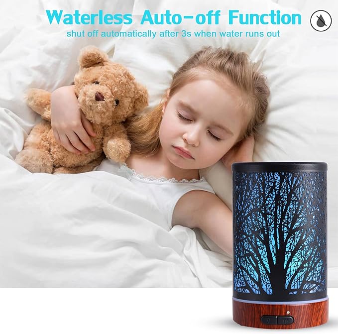 Essential Oils Diffuser for Home,150ML Aromatherapy Diffuser,Birthday Gifts for Women mom,Metal Cool Mist Humidifier with 7 Colors Lights Waterless Auto Off Air Diffusers(Tree)