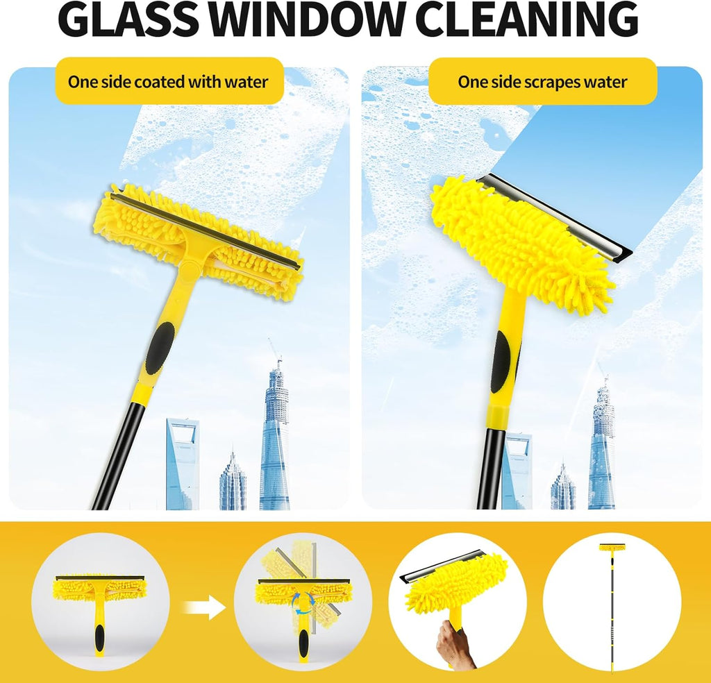High Ceiling Fan Cleaner Duster for Fans Blades Cleaner with 78.7in Extension Pole Extra Long Handle Cleaning Tool，Reusable Chenille & Microfiber Mop Head for Baseboard Wall Floor Window Glass Wiper