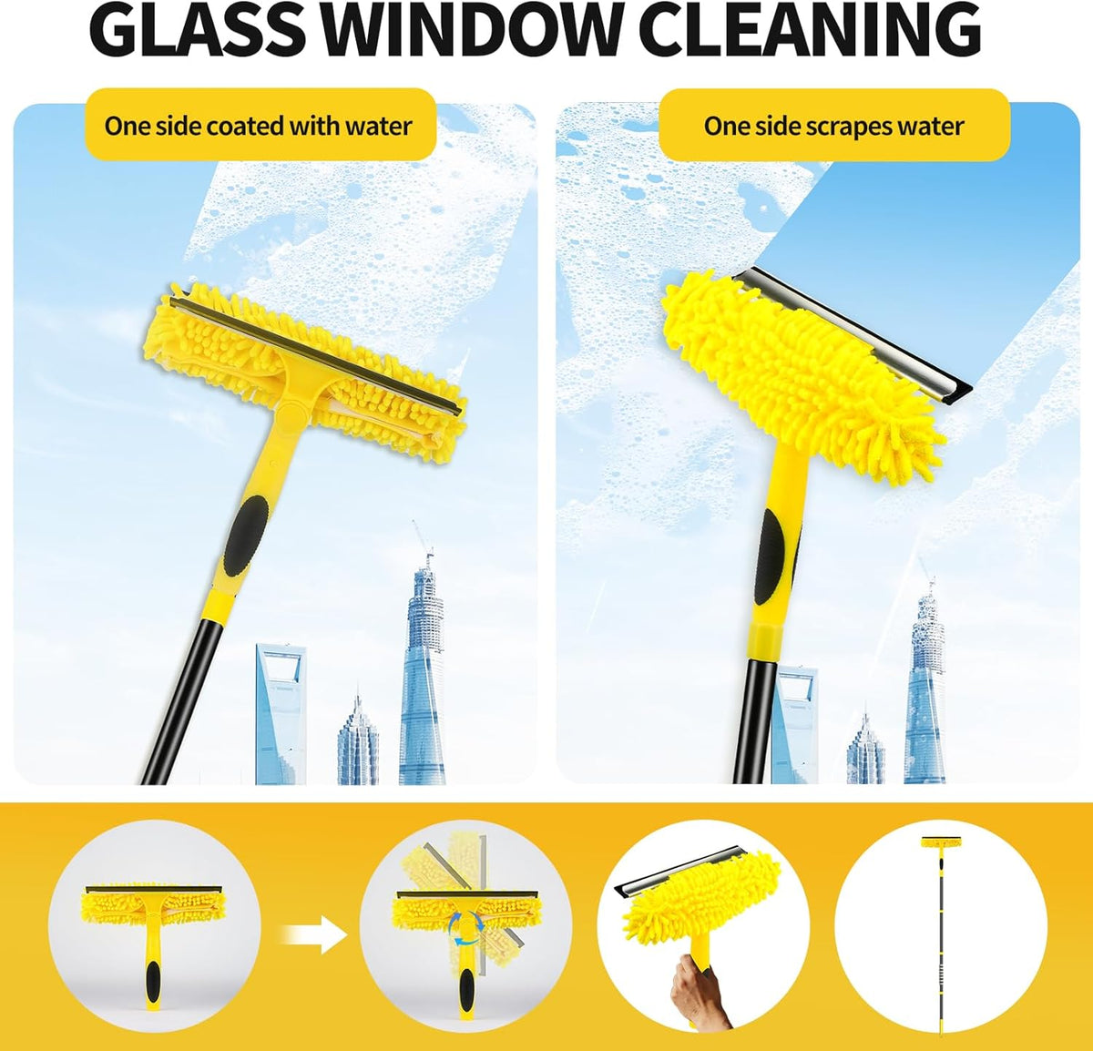 High Ceiling Fan Cleaner Duster for Fans Blades Cleaner with 78.7in Extension Pole Extra Long Handle Cleaning Tool，Reusable Chenille & Microfiber Mop Head for Baseboard Wall Floor Window Glass Wiper