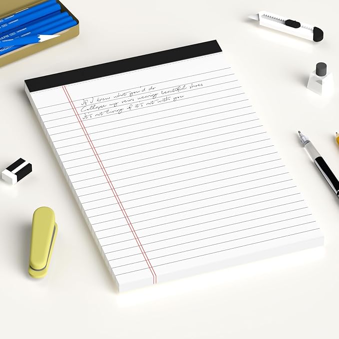 6pcs Small Note Pad 5x8 College Ruled Legal Pads Paper Notepads 6 Pack Study Back Writing Pads 5 x 8 Legal Pads Perforated Narrow Ruled Pads of Paper White