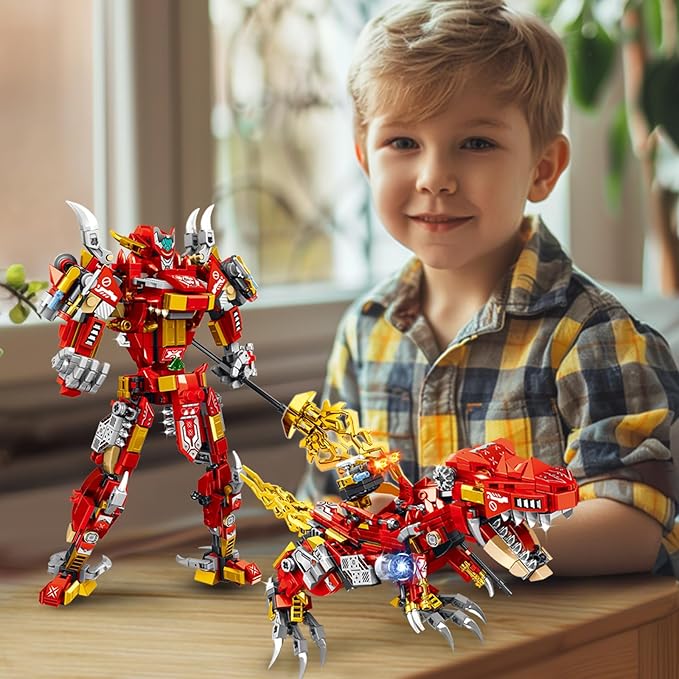 STEM 2 in1 Tyrannosaurus Dinosaur Building Kits, Compatible with Dinosaur Set, Transforming Mech Robot Building Sets for Adults, Educational Gift Toy for Kids Boys 6-10 (504 PCS)