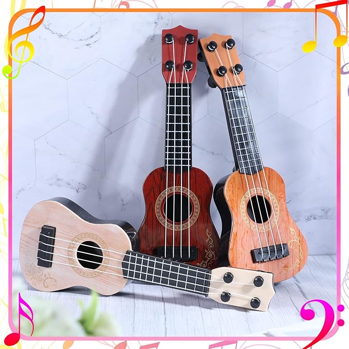 3 Pcs Toy Ukulele Guitar for Kids Mini Ukulele Kids Toy Classical Musical Instrument Guitar Baby Cute Developmental Educational