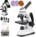 BNISE Microscope kit for Kids Adults Students, 40X-2000X Magnification, Prepared Slides Kit, Dual LED Illumination, All Glass Optics, and Cordless Capability for Children Beginner