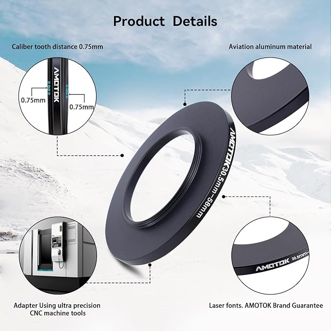 30.5mm Lens to 58mm Camera Lens Adapter,30.5mm to 58mm Filter Step up Ring Adapter Ring,Compatible All 58mm Filter Accessory