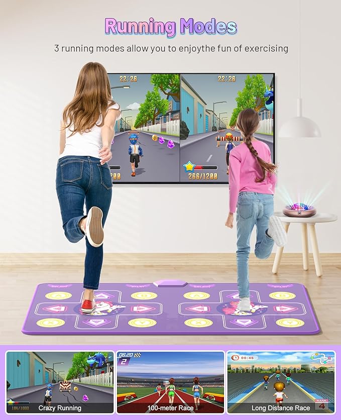 Dance Mat for Girls Boys - Wireless Dance Pad for TV with Camera, Plug and Play Double User Dance Mat Game, Danceing Mat for Family Games, Christmas and Birthday Gift Toys for Kids and Adults