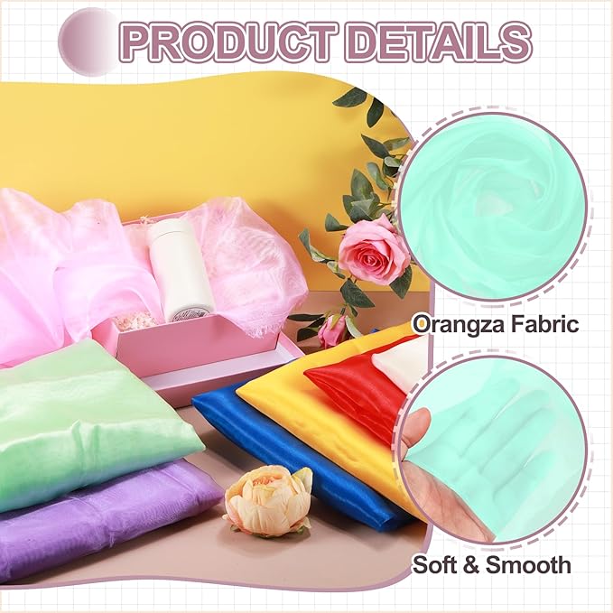 MECCANIXITY Iridescent Sheer Organza Fabric, 10 Yards x 59 Inches Solid Holographic Shiny Fabric Organza Cloth for Wedding, Curtains, Costume, Photo Background, Cyan