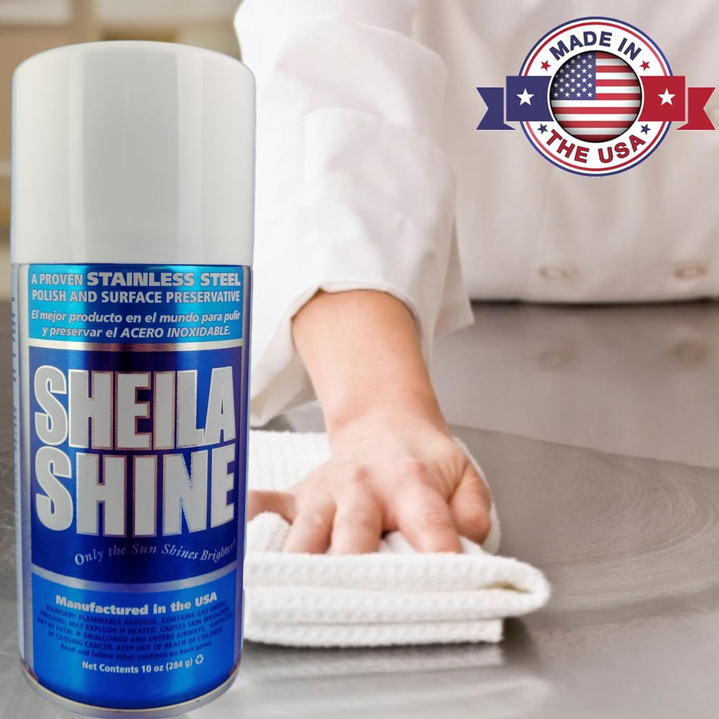 Sheila Shine 3 x 10 Oz. Stainless Steel Cleaner and Polish Aerosol Spray, Protect Household Kitchen Surface, Removes Grease, Fingerprint & Watermark, Polish & Leaves a Streak Free Shine for Appliances
