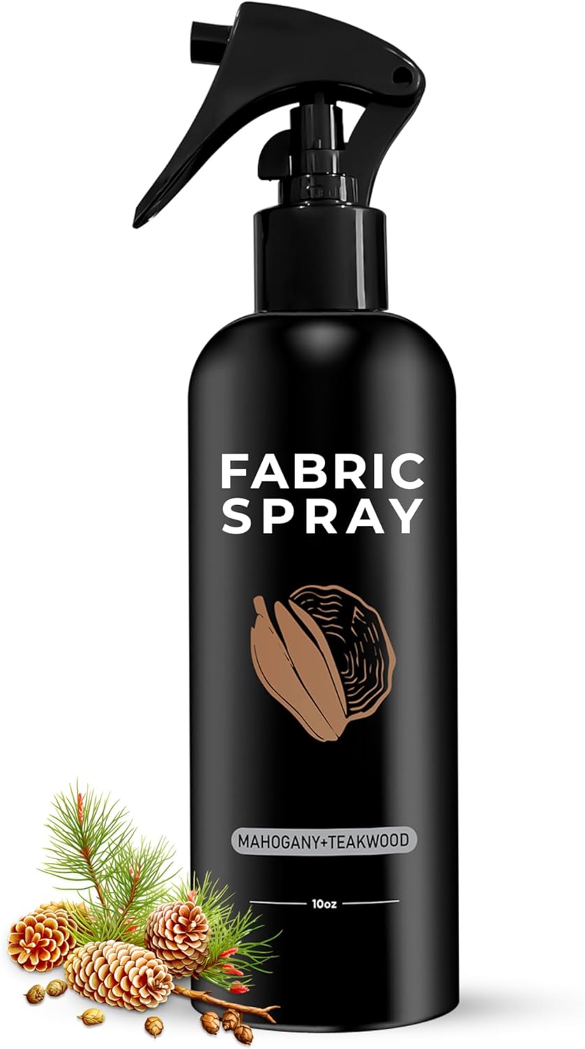 605Products Linen & Fabric Spray - Home Fragrance Freshener for Bedding & Laundry, Natural Deodorizer with Essential Oils - Mahogany Teakwood (10oz)