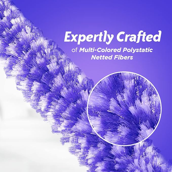 Fuller Brush Furry Wand Duster - 30" Netted Fiber Cleaner - Bendable Hand Sweeper Cleans Dust Dirt Lint & Cobwebs on Window Blinds Shelves Counters & More