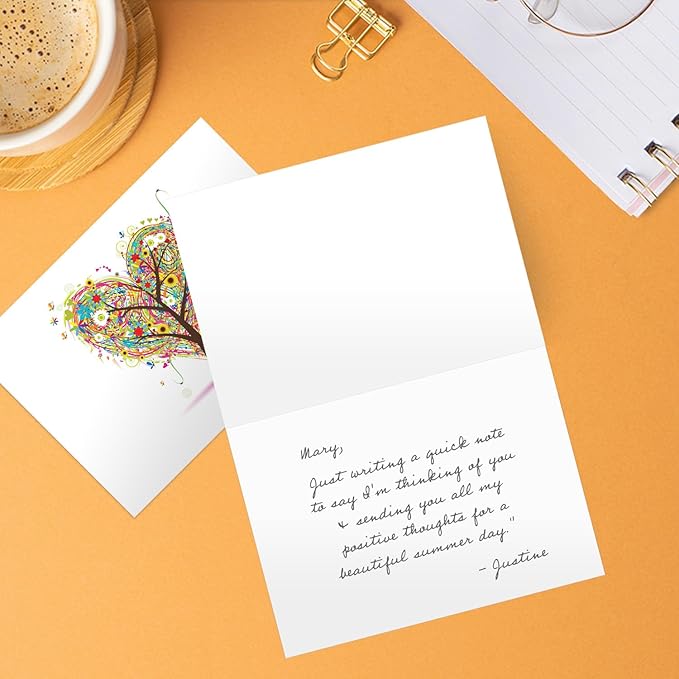 Seasons of Life Note Card Assortment Pack/Set Of 24 Greeting Cards And White Envelopes / 4 7/8" x 3 1/2" Cards Featuring 4 Seasonal Tree Designs