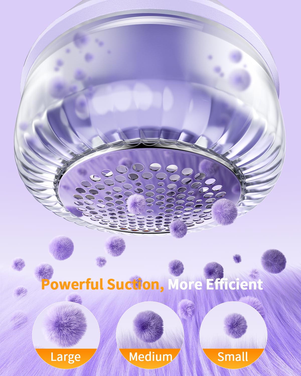 Fabric Shaver, Rechargeable Lint Shaver with Digital Display, Electric Portable Sweater Shaver with 6-Leaf Blades and Safety Lock, 3-Speeds Lint Remover to Remove Pilling for Clothes, Couch （Purple）
