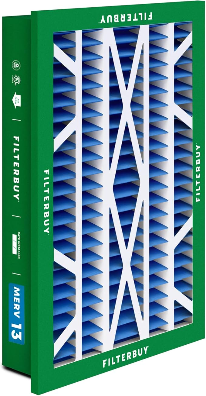 Filterbuy 16x25x5 Air Filter MERV 13 Optimal Smoke & Allergy Defense (1-Pack), Electrostatic Pleated HVAC AC Furnace Filters for Honeywell Return Grille (Actual Size: 14.38 x 23.38 x 3.69)