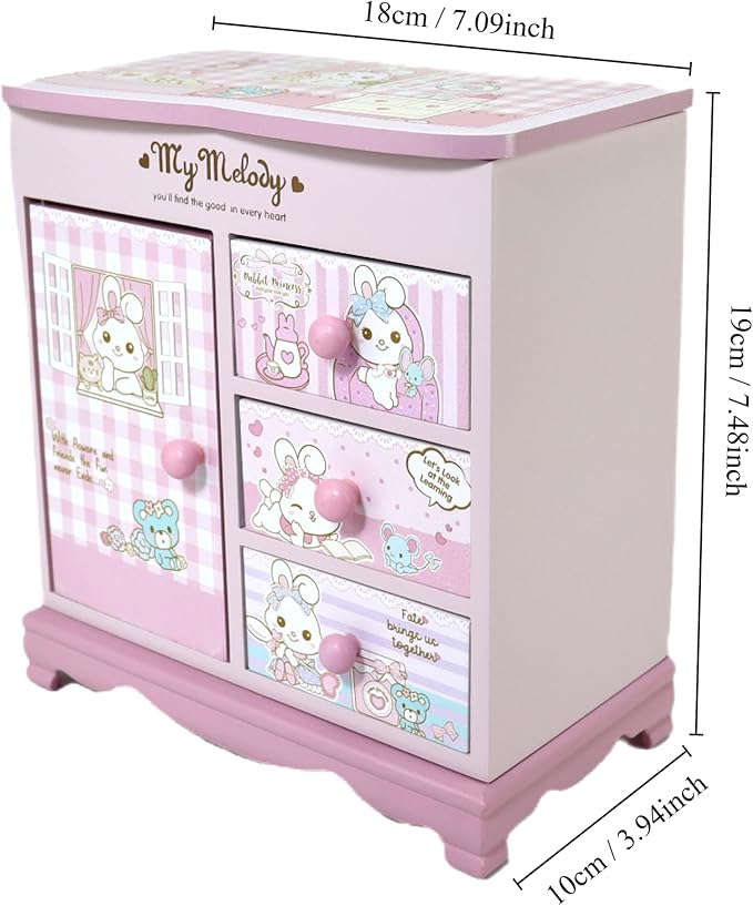 Children jewelry box for girls Pink Cute bunny girls jewelry box Little girl birthday christmas Gift kids jewelry box