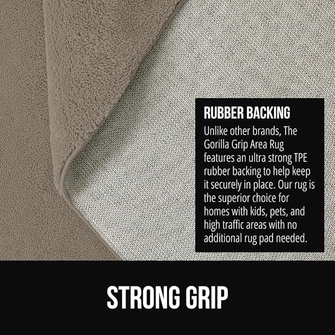 GORILLA GRIP Ultra Soft Washable Area Rug, Stain and Slip Resistant Plush Thick Carpet for Bedroom Living Room, No Shed Floor Rugs, Pet Friendly, Dorm Essentials, Kids Nursery Home Decor, 2x3, Taupe