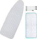 Extra-Wide Ironing Board Cover and Pad Replacement with Scorch and Stain Resistant Thick Padding and Elasticized Edge 18" x 49" Ironing Board Covers 4 Fasteners and 1 Protective Scorch Mesh Cloth