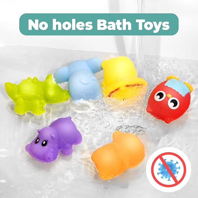 Hely Cancy Infant Bath Toys for 18 Months - No Hole Animal Bathtub Toys, Baby Bath Tub Toys