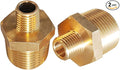 2pcs 3/4" NPT x 1/4" NPT Brass Nipple, 3/4 to 1/4 Adapter Fitting Reducing Solid Hex Brass Nipple, 3/4 Male to 1/4 Male Reducer Pipe Fittings for Extending and Connecting Pipes