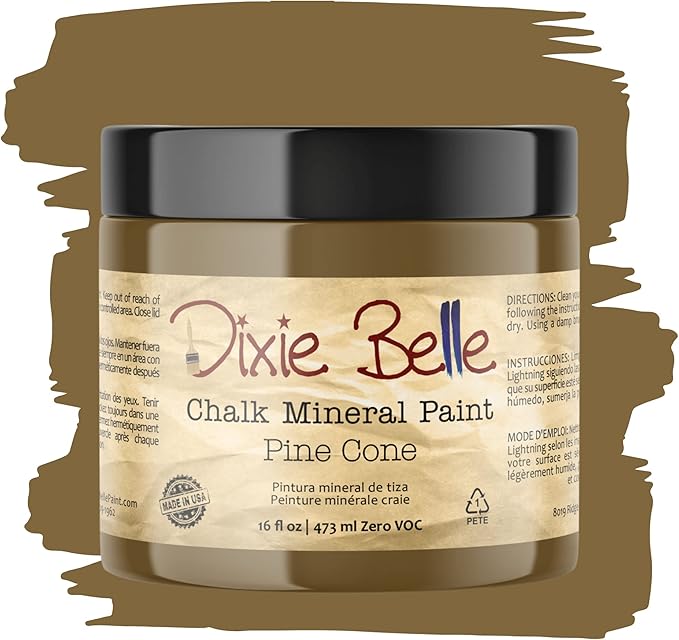 Dixie Belle Paint Company Chalk Finish Furniture Paint - Pine Cone (16oz) - Matte Chocolate Brown Chic Chalk Mineral DIY Furniture Paint