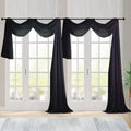 Chyhomenyc Extra Long Black Sheer Curtains 144 inch 2 Panels Set, Translucent Backdrop Window Scarf Drapes for Canopy Bed/Wedding/Living Room/Anniversary, 12FT Length, Each 42Wx144L in, 2PCS, Black