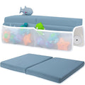 Comfortable Baby Bath Kneeler and Elbow Rest Pad Set – Thick Memory Foam Bath Kneeling Pad with Elbow Support – Baby Bathtub Cushion with Toy Organizer for Bathing Infant or Toddler - Blue