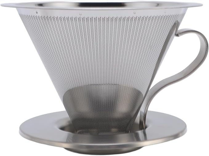 SIXRUN Portable Stainless Steel Cone Coffee Filter, Optimal Extraction for Travel, Business and Camping with 300 Mesh Filtering Capacity