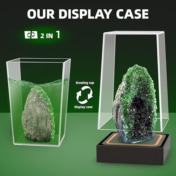 GobiDex Geodes Crystal Growing Kit for Kids, 24-Hour Fast Crystal Growth, Science Experiments Kit with Display Cases - DIY STEM Toys, Educational Gifts for Boys&Girls Ages 8-12,Geology Rock Collection