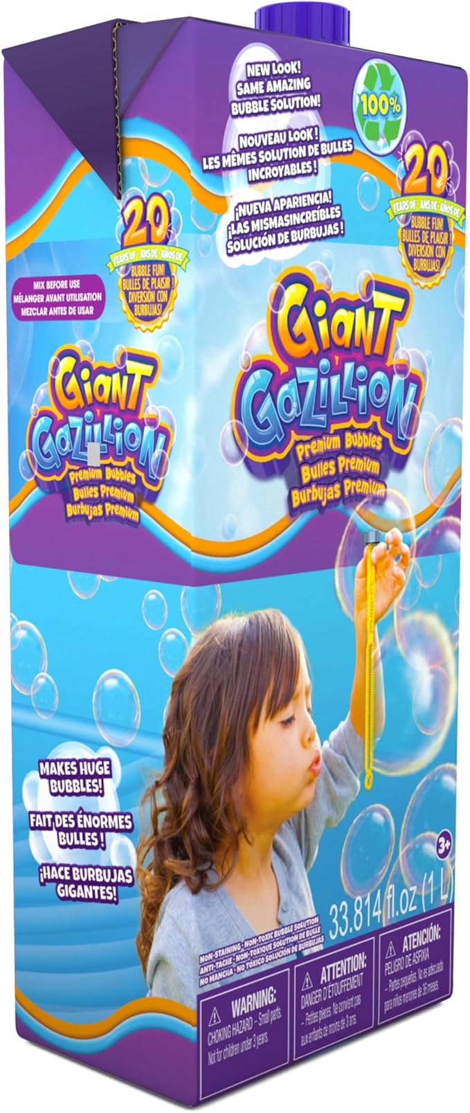 Gazillion Bubbles Giant Bubbles 1L Box: Giant, Vibrant, And Safe Bubbles With Eco-Friendly Packaging