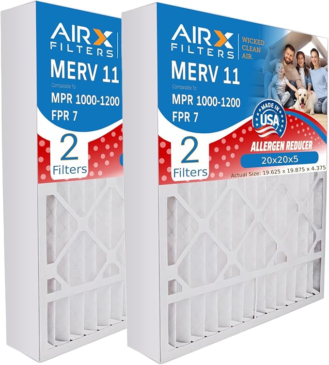 AIRX FILTERS WICKED CLEAN AIR. 20x20x5 Air Filter MERV 11 Compatible with Lennox X0585 Air Filter 2 Pack