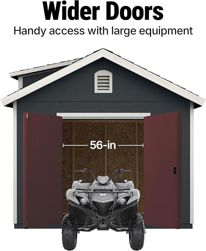 Handy Home Products Designer 12x10 Wooden Storage Shed with Dormer, Windows, and Floor Kit- Paint and Shingles not Included