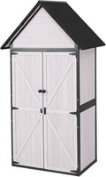 GUTINNEEN Shed Outdoor Storage Upgraded with Durable Metal Frame Garden Shed Tool Storage Cabinet with Wooden Floor Adjustable Shelfs 2.5 x 1.4FT （Off-White）