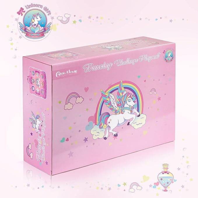 GirlsHome Dance Mat - Unicorn Toys for Girls Electronic Dance Pad with 5 Game Modes, Built-In Music, Touch Sensitive Light Up LED Kids Musical Mat, Christmas & Birthday Gift for Toddler Girls 3-12