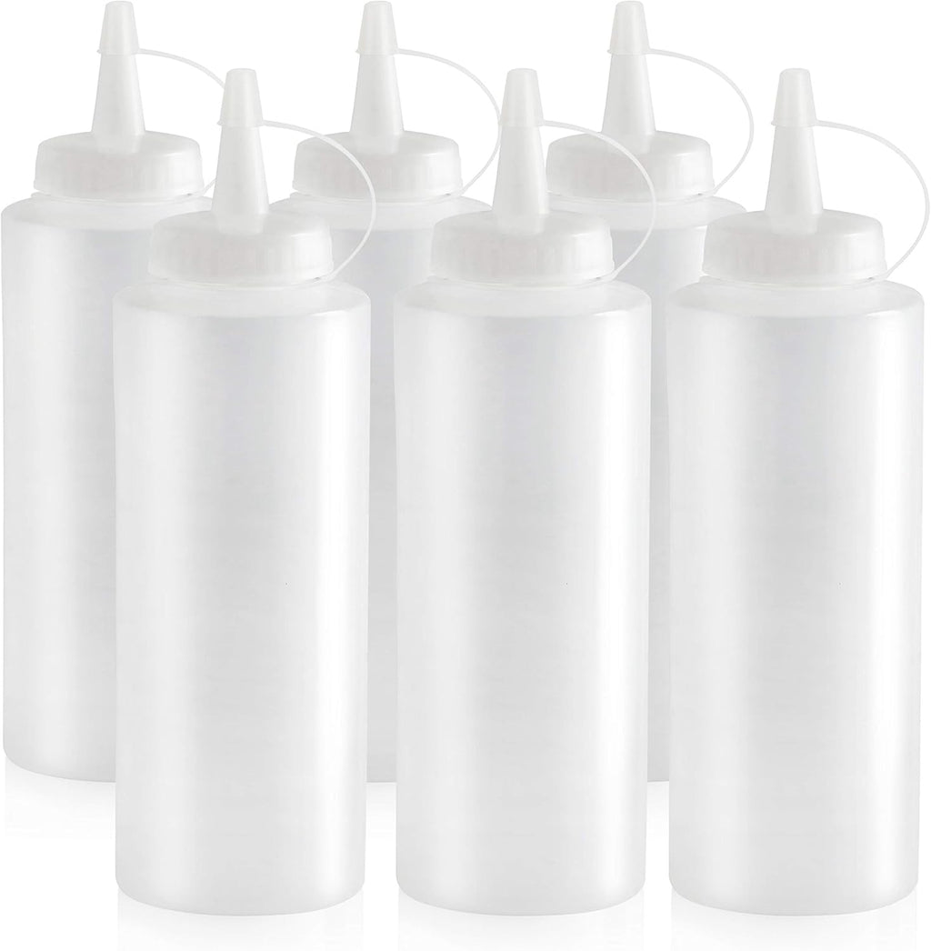 New Star Restaurant Quality Plastic Squeeze Bottle, 12-Ounce, Set of 6, Clear