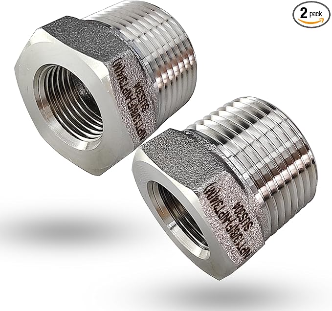 3/4" Male to 3/8" Female NPT Hex Bushing Reducer, 304 Stainless Steel NPT Reducing Adapter Pipe Fitting for Reducing Female Pipe