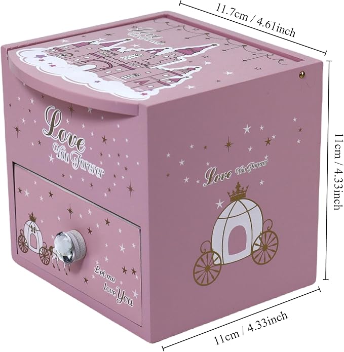 Girl Jewelry Box Pink Tabletop Storage Box Little girl birthday christmas Gift kids jewelry box Organizer