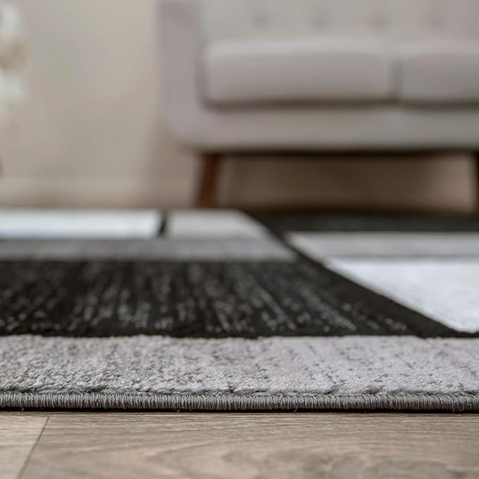 Rugshop Contemporary Modern Boxes for Home Office,Living Room,Bedroom,Kitchen Non Shedding Runner Rug 2'7" x 10' Gray