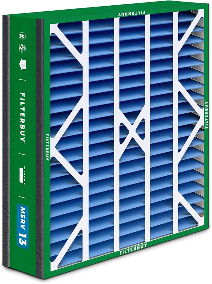 Filterbuy 20x20x5 Air Filter MERV 13 Optimal Smoke & Allergy Defense (1-Pack), Electrostatic Pleated HVAC AC Furnace Filters for Trion Air Bear 255649-103 & More (Actual Size: 19.63 x 20.63 x 4.88)