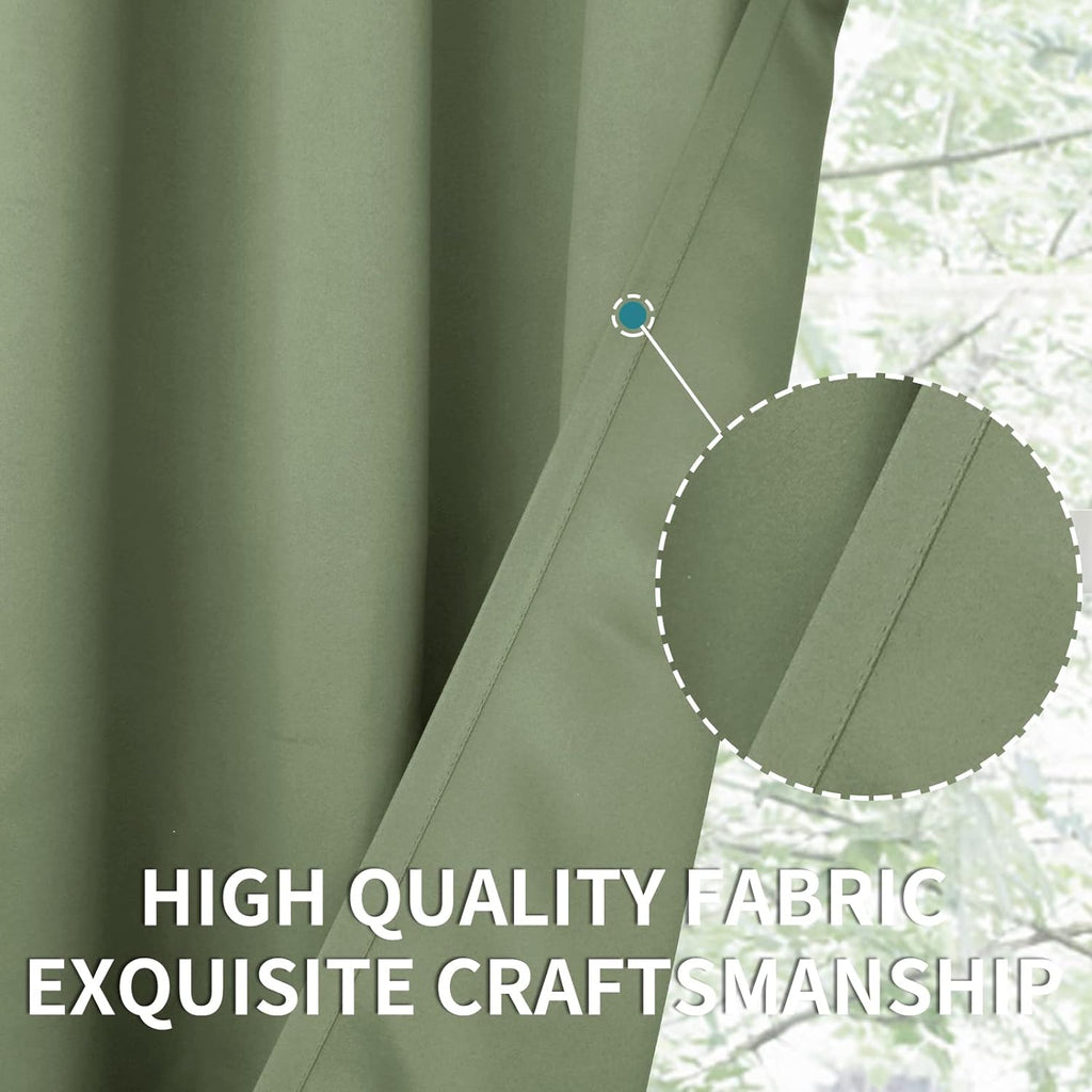 BGment Short Blackout Curtains 40 Inches Length - Rod Pocket Thermal Insulated Room Darkening Window Drapes for Kitchen Bedroom Bathroom, Olive Green, 2 Panels, 42 x 40 Inch