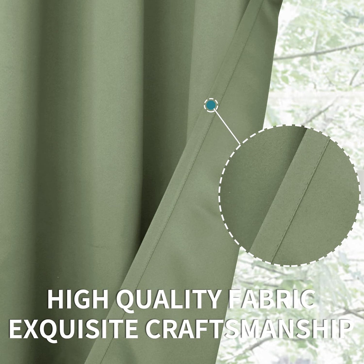 BGment Short Blackout Curtains 40 Inches Length - Rod Pocket Thermal Insulated Room Darkening Window Drapes for Kitchen Bedroom Bathroom, Olive Green, 2 Panels, 42 x 40 Inch
