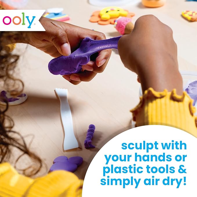 Ooly Air Dry Clay for Kids, 12 Colors Modeling Clay with 3 Shaping Tools, Play Dough Summer Craft Supplies - Creatibles