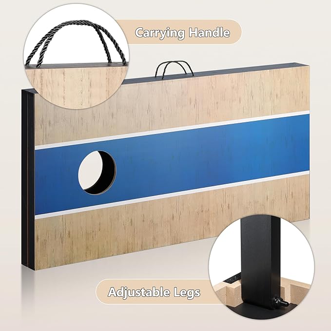 Cornhole Sets 4 x 2 ft / 3 x 2 ft with 8 Bean Bags Regulation Size, Corn Hole Games for Adults Outdoor Bean Bag Toss Game
