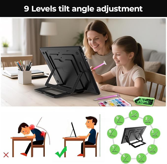 Zocelight Rechargeable A4 Light Pad with Built-in Stand & Bag,Super Bright Magnetic Light Box For Tracing,Wireless Diamond Art Light Board with Side Buttons, Light Table for Diamond Painting,Sketching