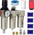 Upgraded 1/2" NPT Industrial Air Dryer for Compressor, 3 Stage Air Compressor Water Separator System, Particulate Filter, Coalescing Filter, Desiccant Dryer & Air Regulator,Auto Drain