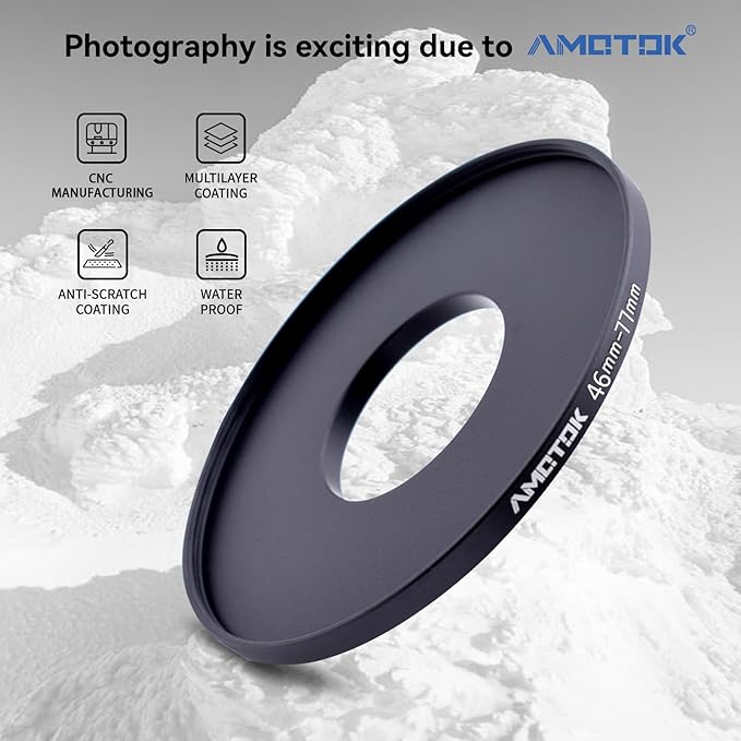 46mm Lens to 77mm Camera Lens Adapter,46mm to 77mm Filter Step-Up Adapter Ring,Compatible All 77mm Filter Accessory