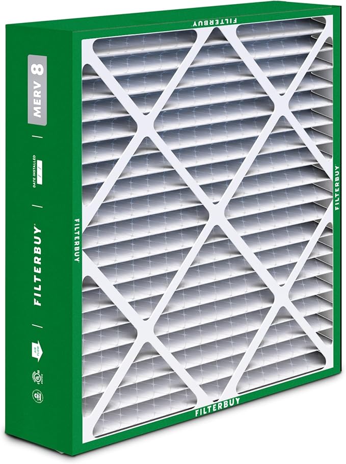 Filterbuy 16x22x5 Air Filter MERV 8 Essential Dust & Allergy Defense (2-Pack), Pleated HVAC AC Furnace Filters for Amana, Coleman, Goodman, York, and More (Actual Size: 15.38 x 21.88 x 5.25)