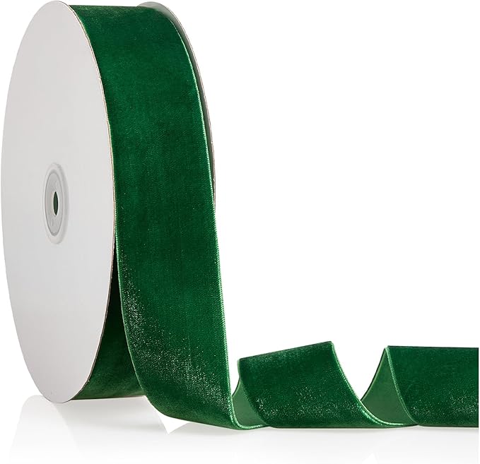 1.5" X 20 Yards Emerald Green Velvet Ribbon for Christmas Tree Wreath Decoration Handmade Crafts Ornaments Gift Wrapping & Bow Making
