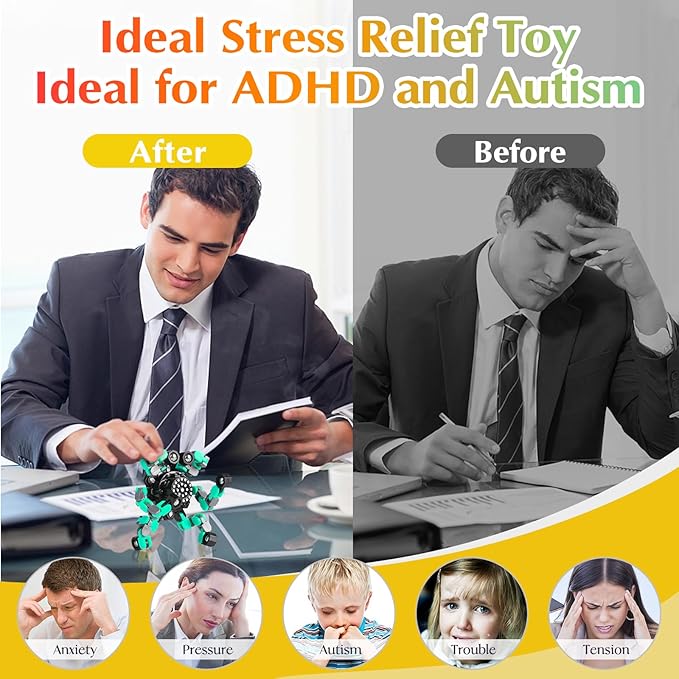 for Mom Transformable Fidget Spinners for Kids and Adults Stress Relief Sensory Toys for Boys and Girls Fingertip Gyros Toy Birthday Party Favors for Kids Classroom Gifts