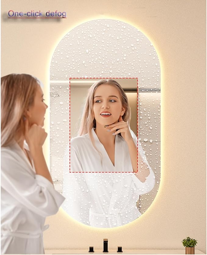 Bathroom Led Mirror ，Bathroom Mirror with LED Lights，LED Mirror for Bathroom，Backlit Bathroom Mirror ，Backlit Lighted Makeup Mirror，with Touch Sensor/Dimming/Demister pad(B,H90*W50cm/H35.4*W19.7IN)