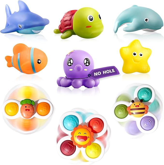 Hely Cancy Infant Bath Toys for 18 Months - No Hole Animal Bathtub Toys, Baby Bath Tub Toys